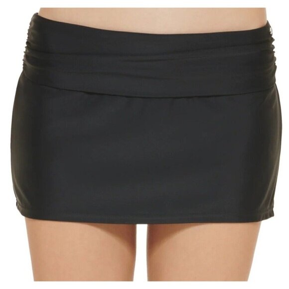Dkny Women's Shirred Waist Swim Skirt Swimsuit Black Size Medium. NWT $68 - Picture 1 of 7